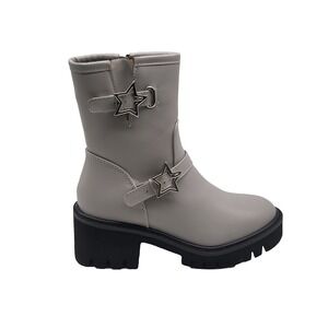 Olivia Miller Neptune Boots Womens Size 6 Vegan Leather Star Buckle Grey  NIB